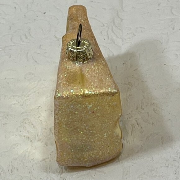 Golden Glittered Swiss Cheese Glass Christmas Tree Ornament 2.75" - Picture 4 of 10